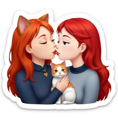 british cat kisses a red hair girl sticker