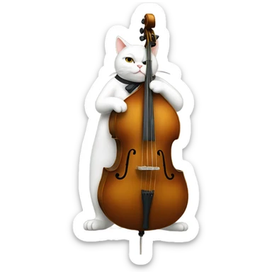 Obese cat playing double bass sticker