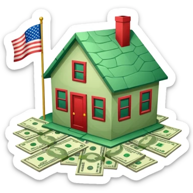 house with usa flag and money in floor sticker