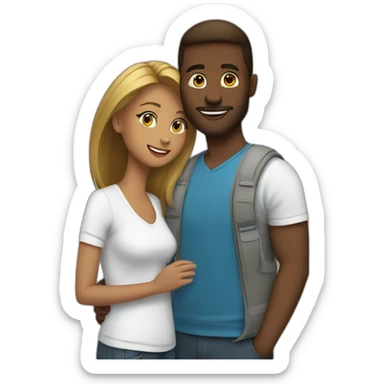  couple white in airport sticker