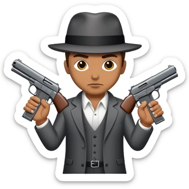 Gangster with 2 9mm guns sticker