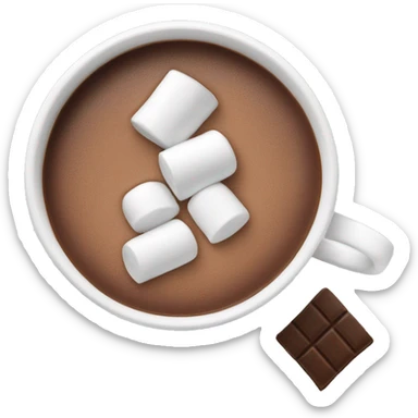 Hot cocoa with marshmallows in a white mug sticker