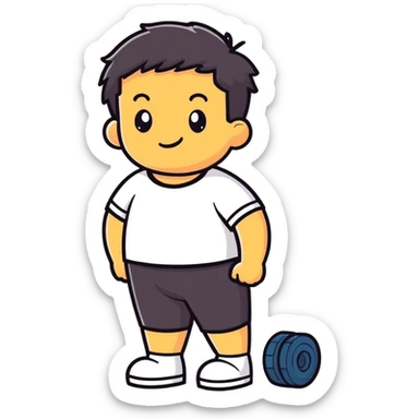 chico moreno de 15 años con rulos y abdomen marcado sticker