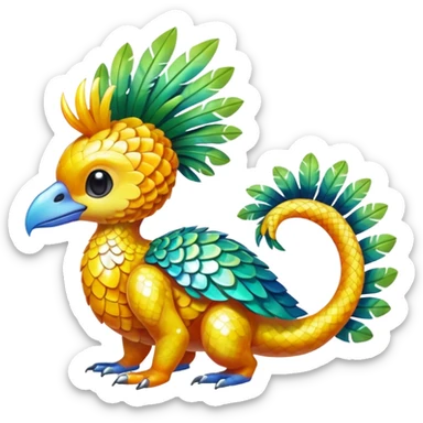 Cute shiny colorful tropical animal hybrid Fakemon full body sticker