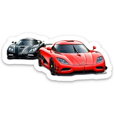 Prepare 10 different video frames of 3 Koenigsegg cars in 3 different colors on the street. sticker