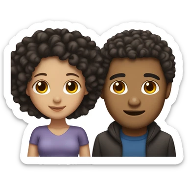 couple with black lightskin girl with curly hair and asian man sticker