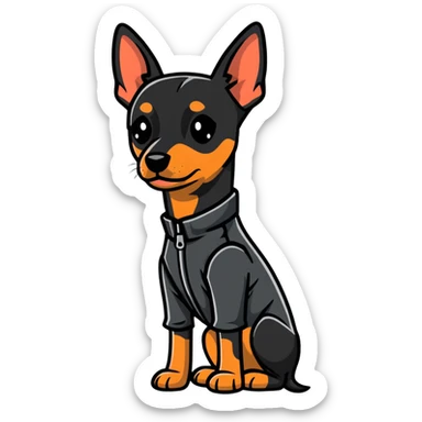 Pinscher Wearing Lether jacket sticker