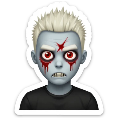 zombie boy with spiky emo hair and black shirt sticker