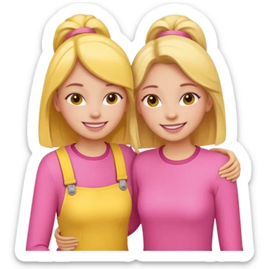 Two girl friends in pink and yellow are supporting each other sticker