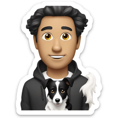 a man with a Black and White Border Collie
 sticker