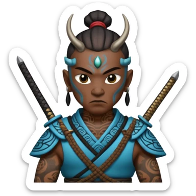 alien mayan ancient samurai with tatooed sticker