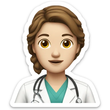 nurse with brown hair, white skin sticker
