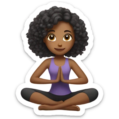 a mixed girl with wavy hair doing yoga  sticker