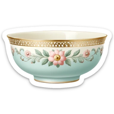 vintage floral porcelain bowl sticker