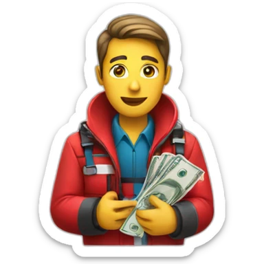 paramedics with red jacket holds money  sticker