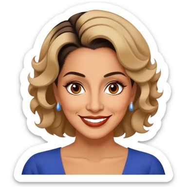 Famous Puerto Rican actress Marian Pabón with her distinctive hairstyle, warm smile, expressive eyes, middle-aged woman sticker