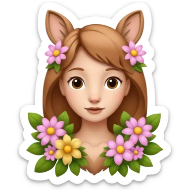 Adult Cute human like fawn with flowers sticker