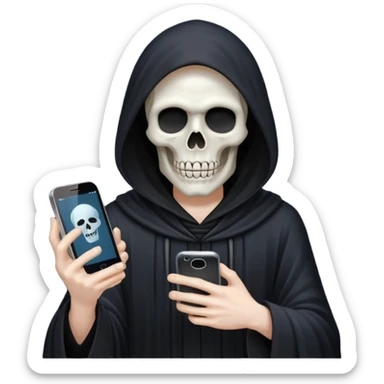 grim reaper holding phone sticker