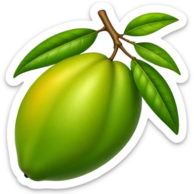 A green mango with leaves sticker