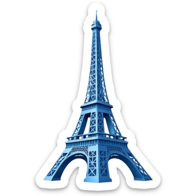create a blue emoji of tour eiffel. vector style sticker