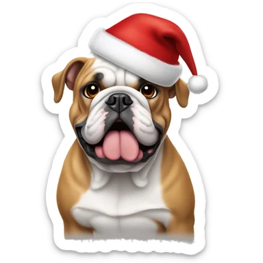 English bulldog wearing christmas hat sticker