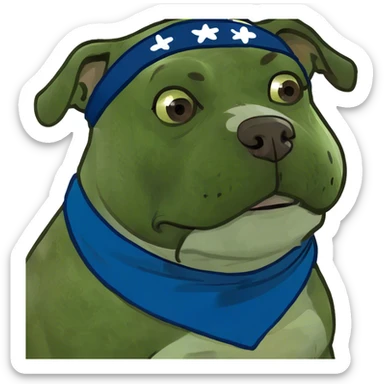 bull dog with half brown and half white face sticker