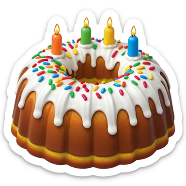 bundt cake with white frosting and rainbow sprinkles  sticker