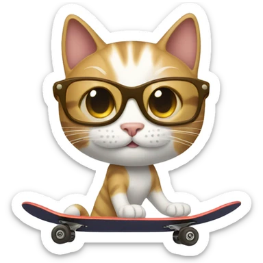 Cat driving a skateboard sticker