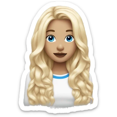 Girl has got Light blonde long hair, blue eyes, Lip piercing sticker