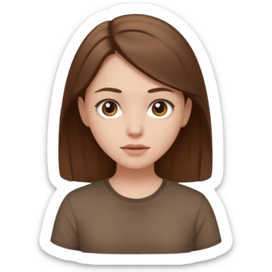 Pale girl brown hair and wearing brown shirt  sticker