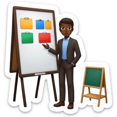 person silhouette standing next to a project board sticker