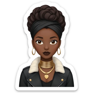 Stylish African woman with trendy clothes, fashionable hairstyle, and modern accessories sticker