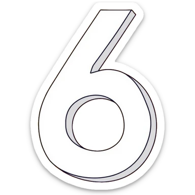 Number 6 on a yellow volumetric background sticker