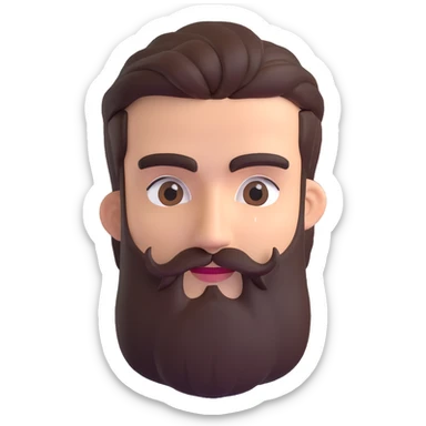 3d male character with bushy beard and thick connected eyebrows sticker