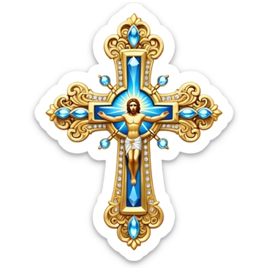 Jesús cross With rhinestones  sticker
