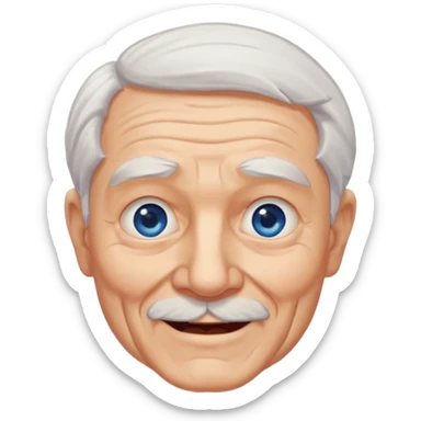 Abuelo hombre, muchas arrugas, aspecto feliz, el pelo blanco sticker