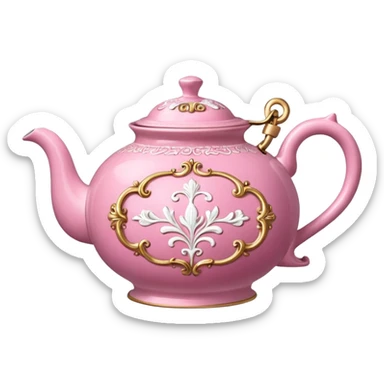 Pink steaming and boiling  tea pot with smoke sticker