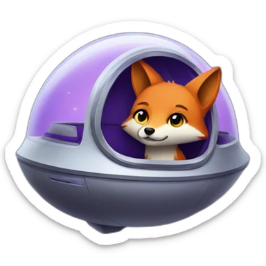 a purple haired fox in a spaceship sticker