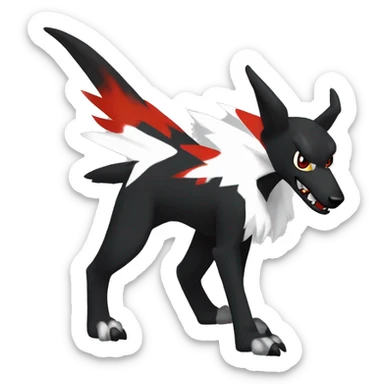 Black Cool Edgy Sergal-Houndoom-Fakémon  with White and Red Edgy markings sticker