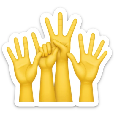 3 yellow hands in the middle about to say hurrah sticker