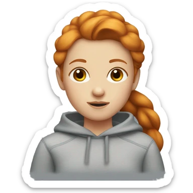 Ginger girl with a sweatshirt on brown eyes and a ponytail  sticker