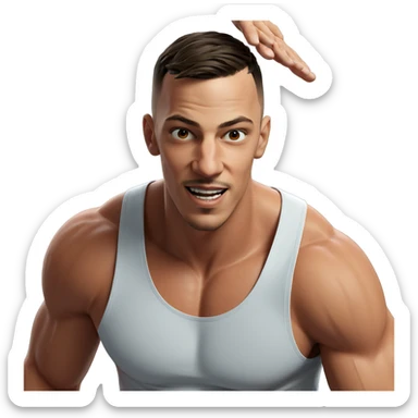 muscular guy in tank top sticker