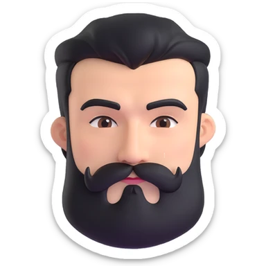 man with dark beard and extremely thick prominent eyebrows sticker