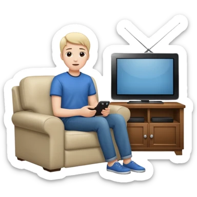 person watching a movie on the TV in their living room sticker