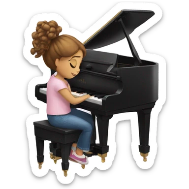 Girl playing piano and someone assess her sticker