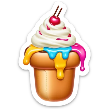 Melted neon  ice cream hot dog sundae sticker