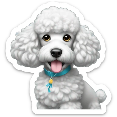 Black and white, poodle, with balloon that says MAY sticker