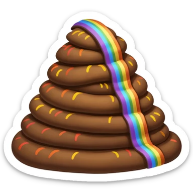 pile of poo with rainbow stripes, cheerful and vibrant sticker