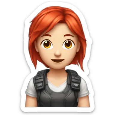 scarlet hair gamer girl sticker