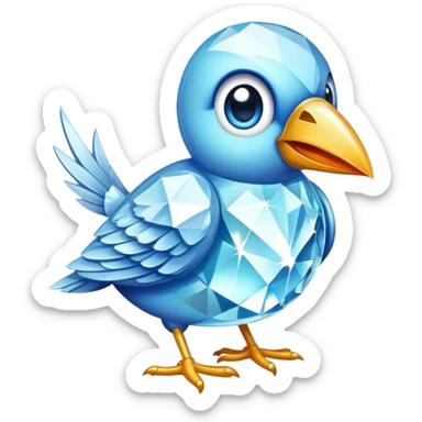 Diamond bird with a diamond as beak sticker